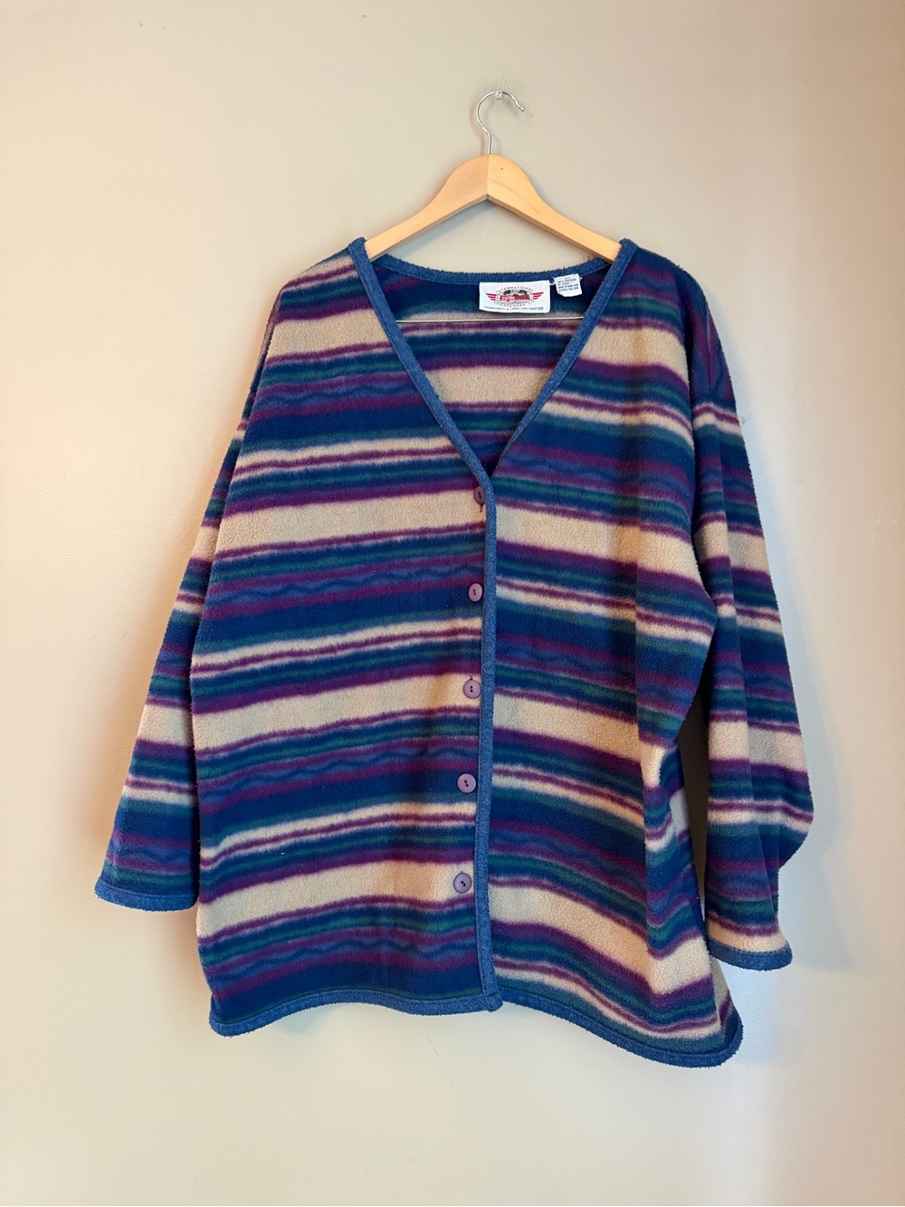 international sportswear Fleece Sweatshirt  Vtg Cardigan Button Up  V Neck 2x